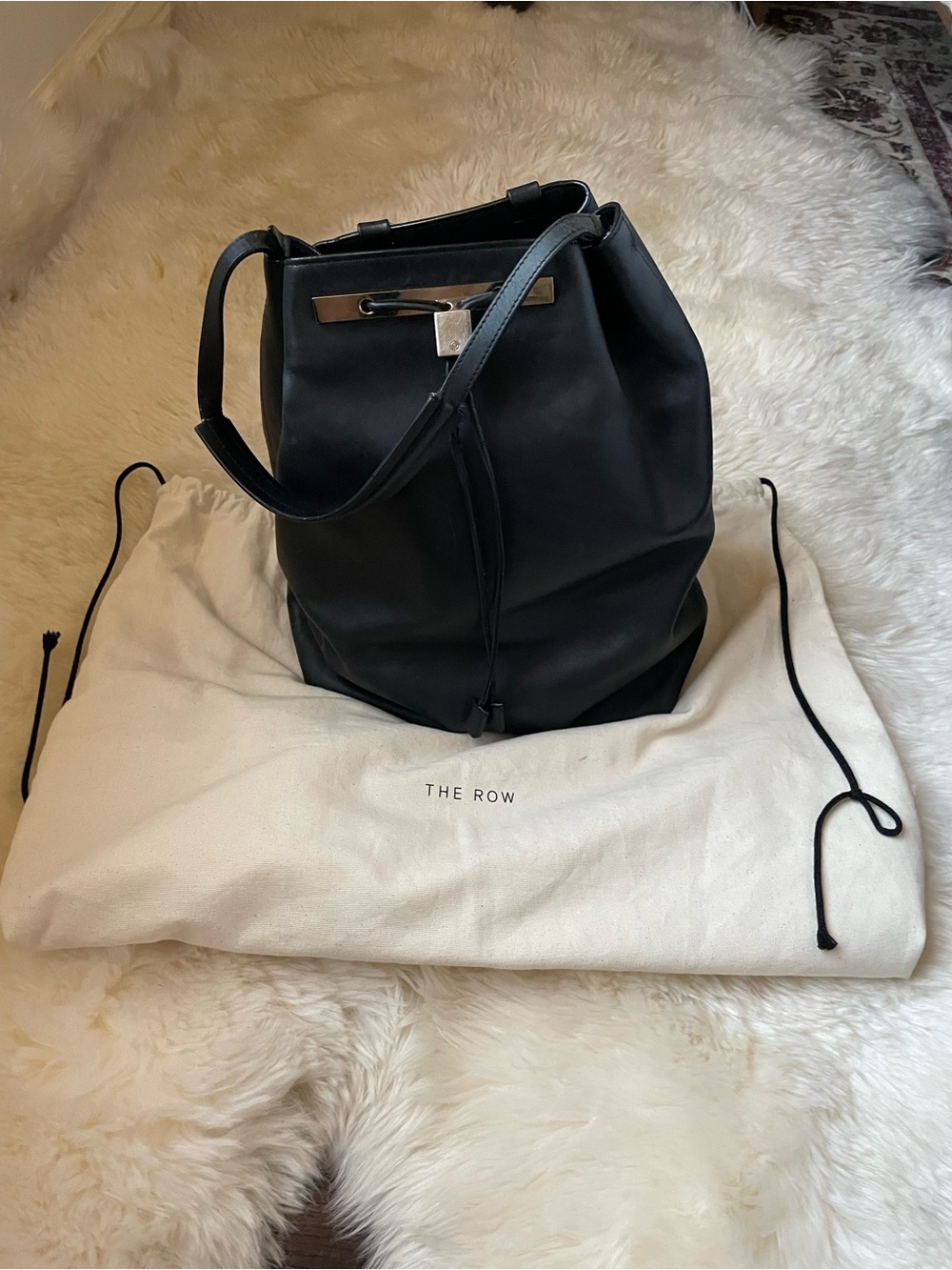 Authentic | discontinued The Row 11 black saddle leather backpack / purse
